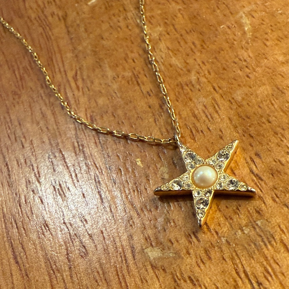Kate Spade Gold Star Necklace with Pearl Center